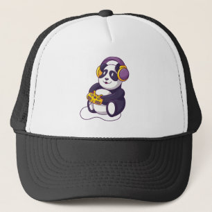 Gamer Panda Videogames Spelend Trucker Pet