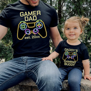 Gamer Pap Oost Datum Gaming Father Child Matking T-shirt