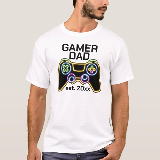 Gamer Pap Oost Datum Gaming Father Child Matking T-shirt (Voorkant)