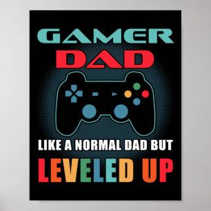 Gamer Papa Gift Normal Pap Leveled Fathers Day Poster