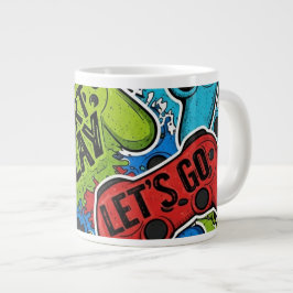 Gamer Pattern Jumbo Specialty Mug Extra Grote Beker