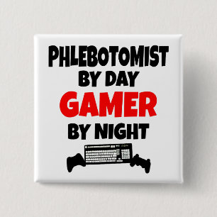 Gamer Phlebotomist Vierkante Button 5,1 Cm
