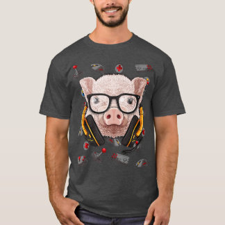 Gamer Pig Gaming Animal Video Game Player Boys Kin T-shirt