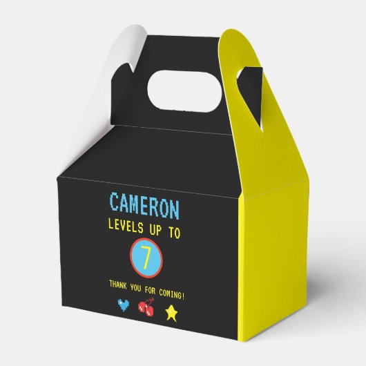 Gamer Pixel Arcade-niveau tot verjaardag Favor Box Bedankdoosjes (Achterkant)