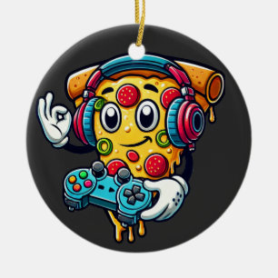 Gamer Pizza Video Gaming Voedsel Keramisch Ornamen Keramisch Ornament