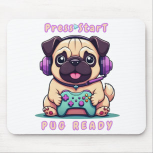 Gamer Pug – Illustratie van een schattige videospe Muismat