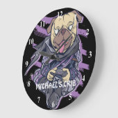 Gamer Pug Ninja Neon Bekijk Tieners Graphics Cool Grote Klok (Hoek)
