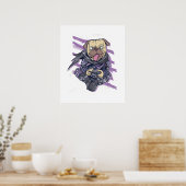 Gamer Pug Ninja Neon Look Tiener Grafische Gift Co Poster (Keuken)
