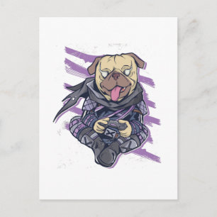 Gamer Pug Ninja Neon Look Tiener Grafische Gift Ko Briefkaart