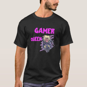Gamer Queen Console Gaming Pug Dog PC Video Games T-shirt