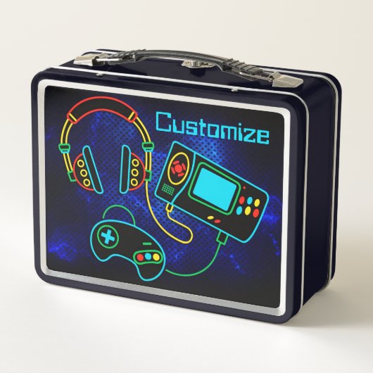 Gamer Retro Neon Blauw (Achterkant)