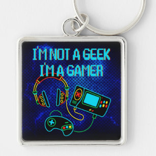 Gamer Retro Neon Blauw Sleutelhanger