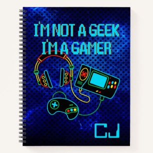 Gamer Retro Neon Monogrammed Notitieboek