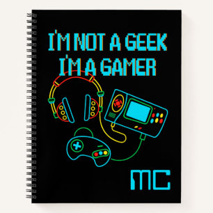 Gamer Retro Neon Monogrammed Notitieboek