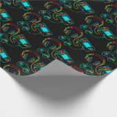 Gamer Retro Neon Patroon Cadeaupapier (Hoek)