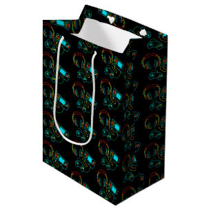 Gamer Retro Neon Patroon Medium Cadeauzakje