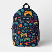 Gamer Retro Videogame Aangepaste Naam Bedrukte Rugzak (Voorkant)