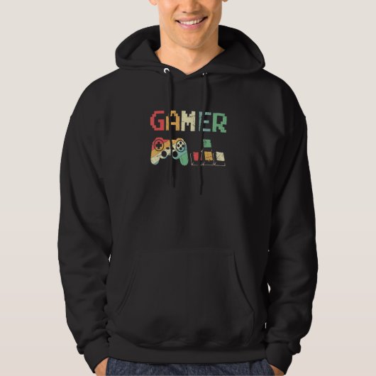 Gamer Retro videospelcontroller games Hoodie (Voorkant)