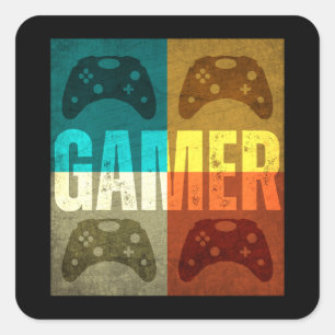 GAMER RETRO VIDEOSPELCONTROLLER VIERKANTE STICKER