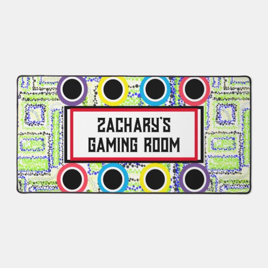 Gamer Room géométrique Green Blue Cercles Étoiles (Recto)