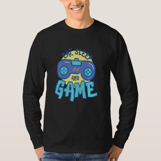 Gamer Routine Eat Sleep Games Herhalen T-shirt (Voorkant)