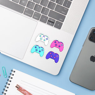 Gamer Roze Paarse Blauwe Cartoon Controller Set Sticker
