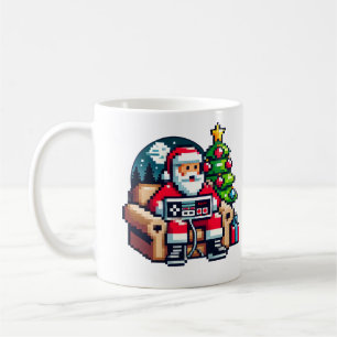 Gamer Santa Pixel Art Retro Kerstmis Koffiemok