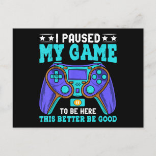 Gamer Shirt Boys Mannen Kinder Tieners pauzeerde m Feestdagenkaart