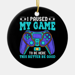 Gamer Shirt Boys Mannen Kinder Tieners pauzeerde m Keramisch Ornament