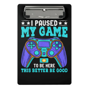 Gamer Shirt Boys Mannen Kinder Tieners pauzeerde m Mini Klembord