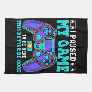 Gamer Shirt Boys Mannen Kinder Tieners pauzeerde m Theedoek