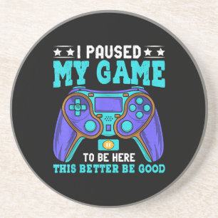 Gamer Shirt Boys Mannen Kinder Tieners pauzeerde m Zandsteen Onderzetter