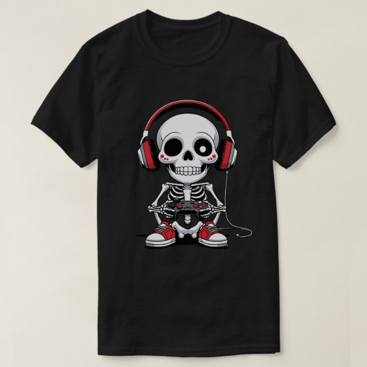 Gamer Skeleton - Grappig Halloween Gaming T-shirt (Design voorkant)