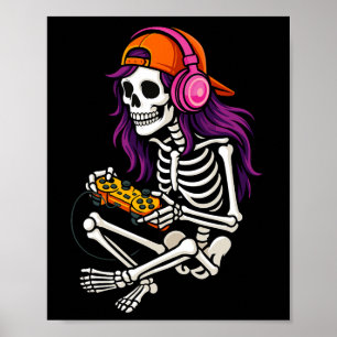 Gamer Skeleton Halloween Girls Tiener Vrouwen Vide Poster