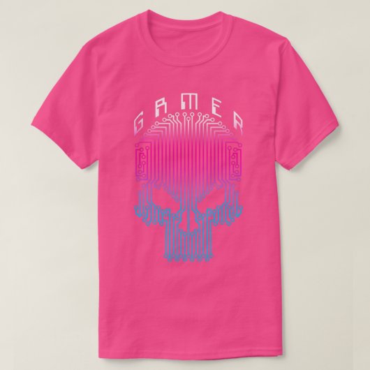 Gamer Skull Computer Circuit Funny Video Gaming Ha T-shirt (Design voorkant)