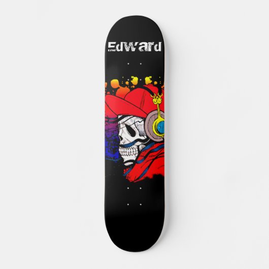 Gamer Skull met hoofdtelefoon Skateboard (Voorkant)