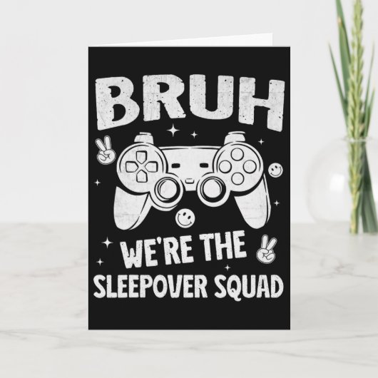 Gamer Sleepover Party For Boys Funny Bruh Slumber Kaart (Voorkant)