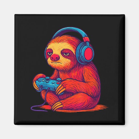 Gamer Sloth Magneet (Voorkant)