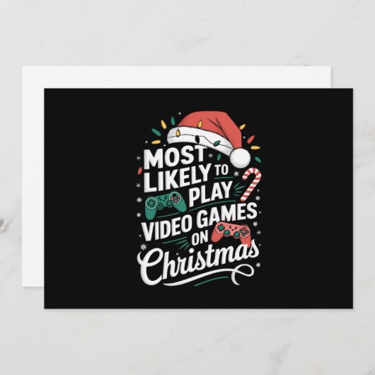 Gamer speelt waarschijnlijk videogames met kerst feestdagenkaart (Voorkant / Achterkant)