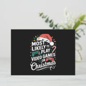 Gamer speelt waarschijnlijk videogames met kerst feestdagenkaart (Staand voorkant)