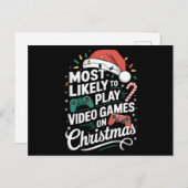 Gamer speelt waarschijnlijk videogames met kerst feestdagenkaart (Voorkant / Achterkant)