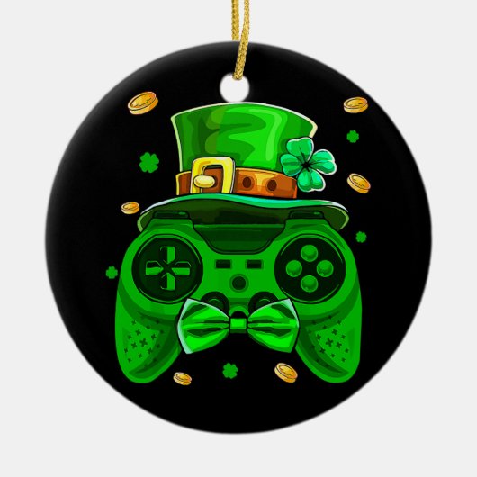 Gamer St Patricks Day Irish Controller Video Game Keramisch Ornament (Voorkant)