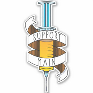 Gamer Support Hoofdspuit met gele Cartoon Sticker