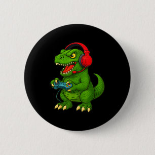 Gamer T Rex Dinosaur Videogames Jongens Tiener Gra Ronde Button 5,7 Cm
