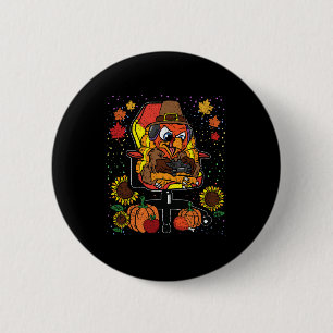 Gamer Thanksgiving Day Gaming Video-game Gamer Ronde Button 5,7 Cm