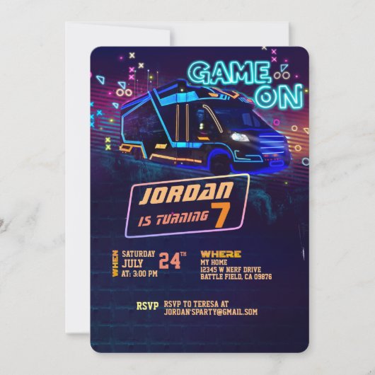 Gamer Truck-uitnodiging Kaart (Voorkant)