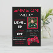 Gamer verjaardagsuitnodiging kaart (Staand voorkant)
