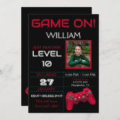 Gamer verjaardagsuitnodiging kaart (Voorkant / Achterkant)