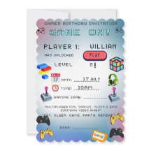 Gamer verjaardagsuitnodiging – Level Up feestkaart
