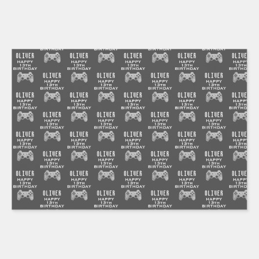 Gamer Video Game Controller Verjaardagsfeest Inpakpapier Vel (Voorkant 3)
